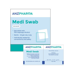 ANZ Pharma Medi Swab 70% Isopropyl Alcohol 200 Sachets ANZ Pharma Medi Swab 70% Isopropyl Alcohol 200 Sachets