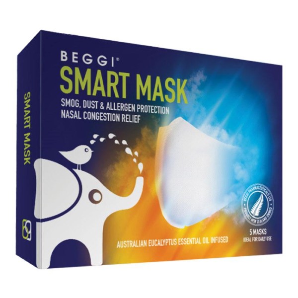 Beggi Smart Face Masks 5 Pieces White Colour