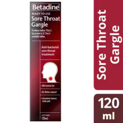 Betadine Sore Throat Gargle Ready To Use 120ml Betadine Sore Throat Gargle Ready To Use 120ml
