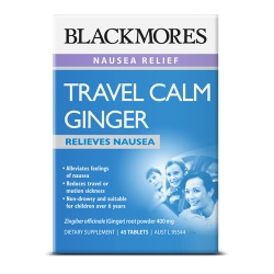 Blackmores Travel Calm Ginger 45 Tablets  Blackmores Travel Calm Ginger 45 Tablets