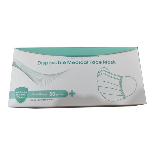 Breathe Free Disposable 3-ply Medical Surgical Face Mask 50s