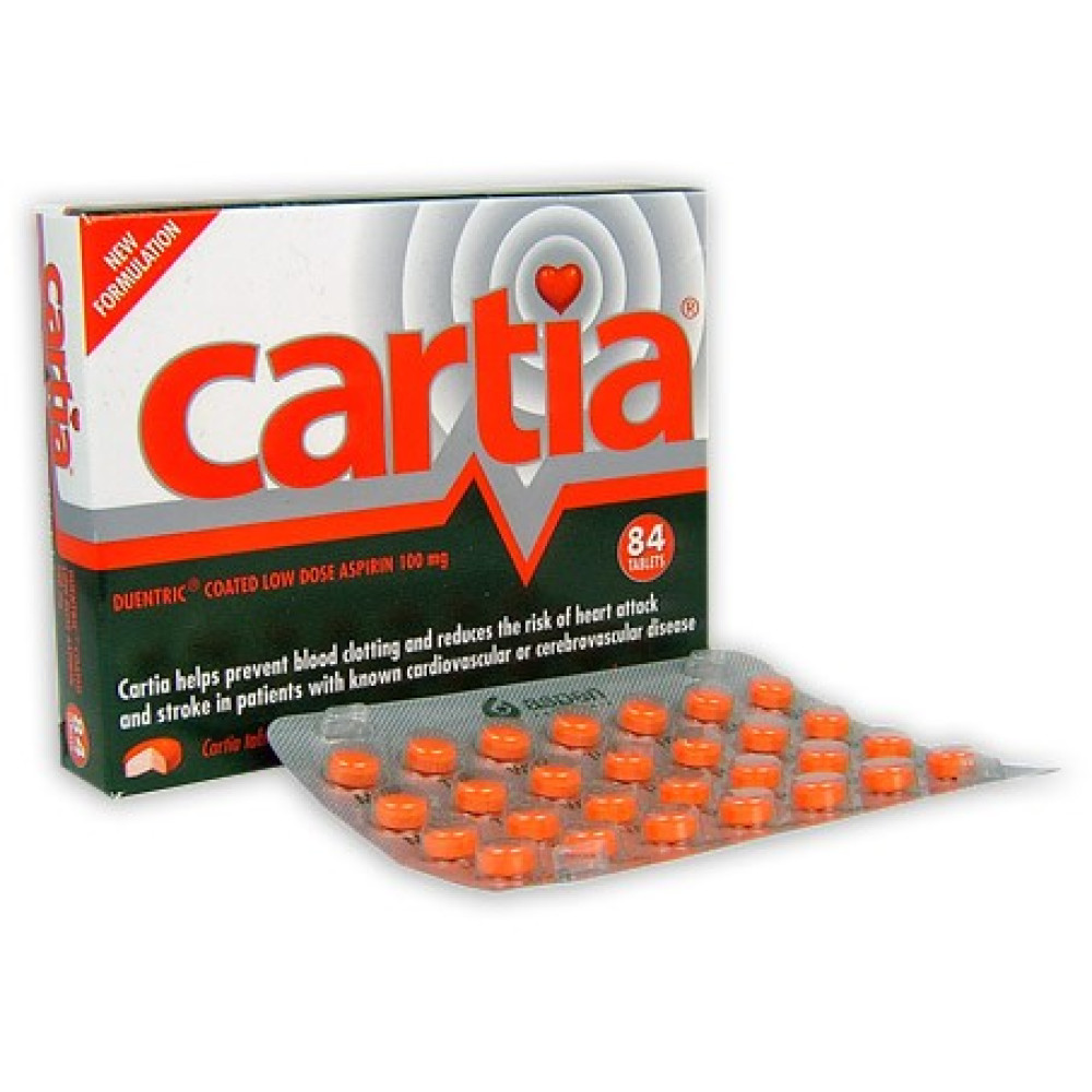 Heart Attack Cartia Aspirin 84 Tablets HealthPorter