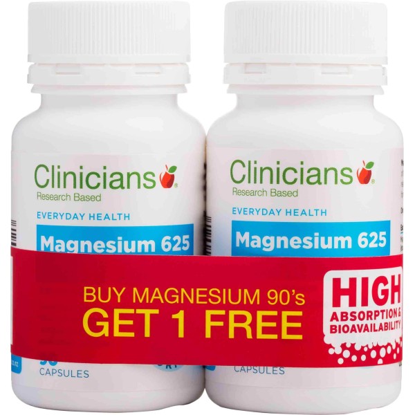 Clinicians Magnesium 625 125mg 90 Capsules Twin Pack