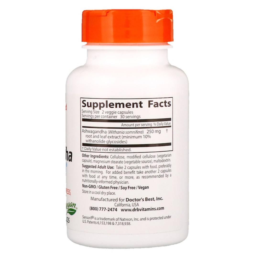 Sensoril Supplements Doctor's Best Ashwagandha with Sensoril 125mg 60 Capsules ...