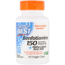 Doctor's Best Benfotiamine 150 + Alpha-Lipoic Acid 300 with BenfoPure 60 Capsules Doctor's Best Benfotiamine 150 + Alpha-Lipoic Acid 300 with BenfoPure 60 Capsules