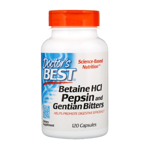 Doctor's Best Betaine HCL Pepsin & Gentian Bitters 120 Capsules