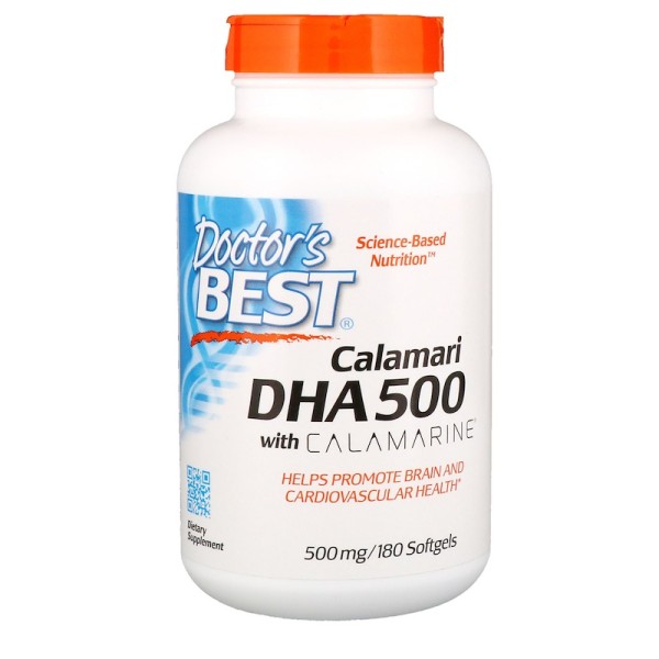 Doctor's Best DHA 500 from Calamari with Calamarine 500mg 180 Softgels 