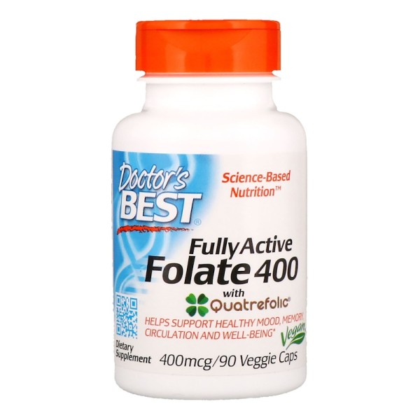 Doctor's Best Fully Active Folate 400 with Quatrefolic 400mcg 90 Capsules