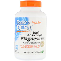 Doctor's Best High Absorption Magnesium 100% Chelated with Albion Minerals 100mg 240 Tablets  Doctor's Best High Absorption Magnesium 100% Chelated with Albion Minerals 100mg 240 Tablets