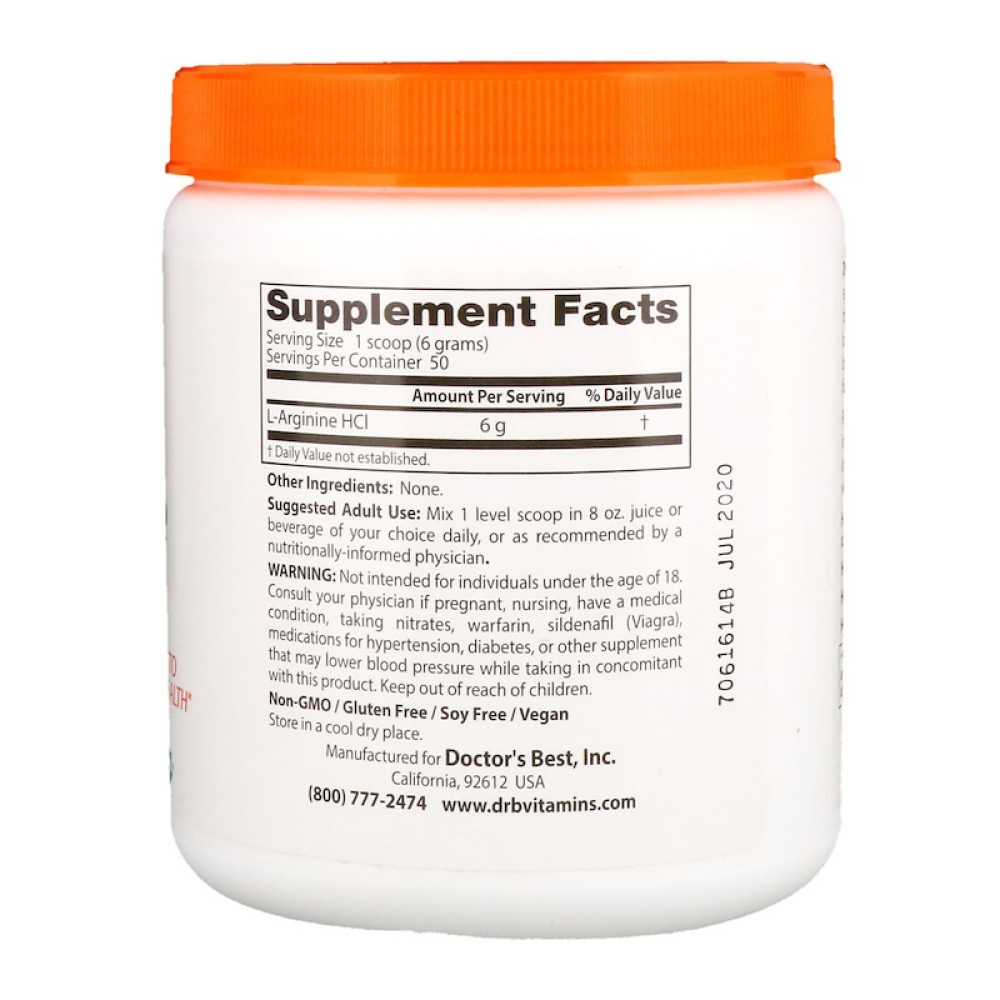 Doctor's Best L-Arginine Pure Powder 300g - HealthPorter