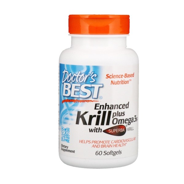 Doctor's Best Real Krill Enhanced plus Omega 3s with Superba Krill 60 Softgels