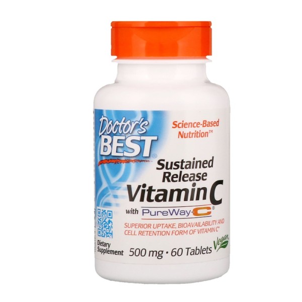Doctor's Best Sustained Release 12 Hour Vitamin C with Pureway-C 500mg 60 Tablets