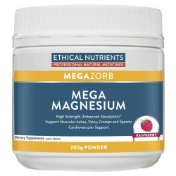 Ethical Nutrients Megazorb Mega Magnesium Powder Raspberry 200g Ethical Nutrients Megazorb Mega Magnesium Powder Raspberry 200g
