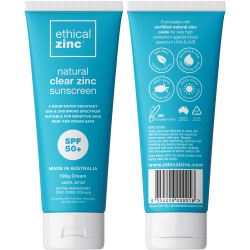 Ethical Zinc Natural Clear Zinc Sunscreen SPF50+ 100ml Ethical Zinc Natural Clear Zinc Sunscreen SPF50+ 100ml