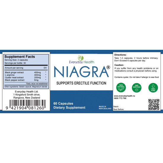 Everyday Health Niagra Erectile Function Support 60 Capsules
