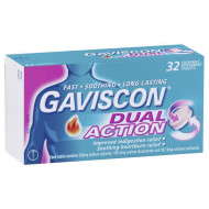 Gaviscon Dual Action Peppermint Flavour 32 Chewable Tablets Gaviscon Dual Action Peppermint Flavour 32 Chewable Tablets
