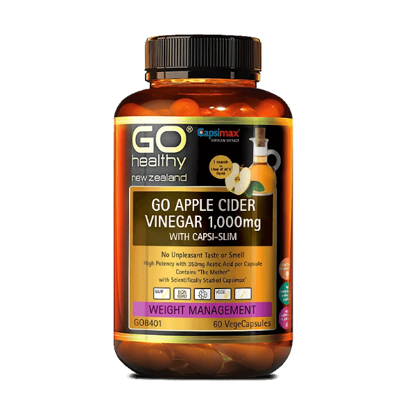 GO Healthy GO Apple Cider Vinegar 1000mg with Capsi-Slim 60 Capsules