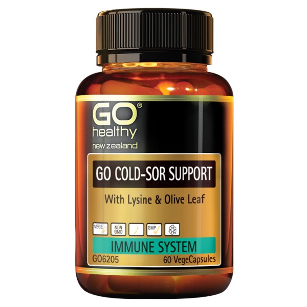 GO Healthy GO Cold Sor Support with Lysine & Olive Leaf 60 Capsules
