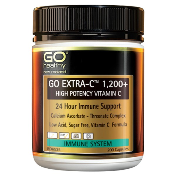 GO Healthy GO Extra C 1200+ High Potency Vitamin C 200 Capsules