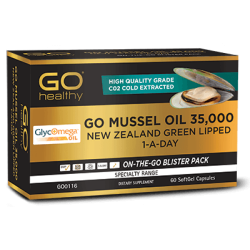 GO Healthy GO Mussel Oil 35,000mg New Zealand Green Lipped 1 A Day 60 Softgels Capsules