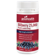 Good Health Bilberry 25000mg Plus Lutein 6mg 60 Capsules Good Health Bilberry 25000mg Plus Lutein 6mg 60 Capsules