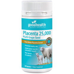 Good Health Placenta 25000mg Plus Grape Seed 60 Capsules Good Health Placenta 25000mg Plus Grape Seed 60 Capsules