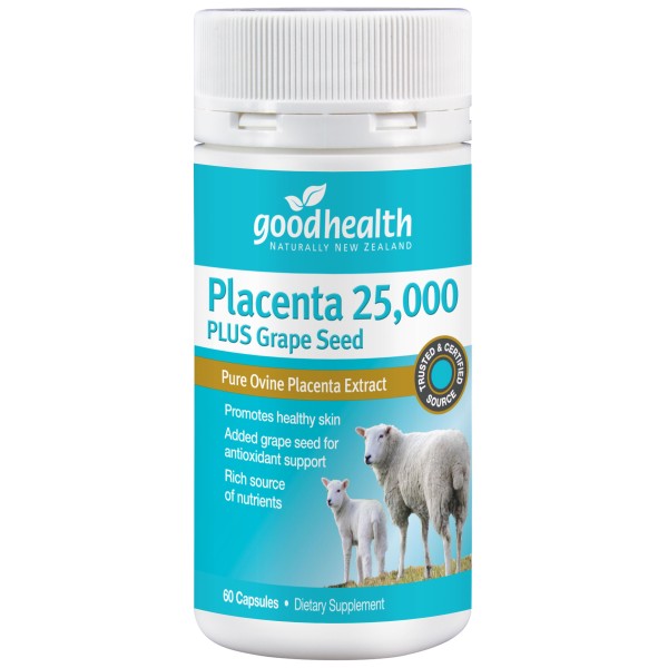 Good Health Placenta 25000mg Plus Grape Seed 60 Capsules
