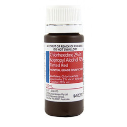 Chlorhexidine 2% in Isopropyl Alcohol 70% Tinted Red Solution 30ml Chlorhexidine 2% in Isopropyl Alcohol 70% Tinted Red Solution 30ml