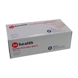 In Health Powder Free Latex Gloves Medium Size Box Of 100 In Health Powder Free Latex Gloves Medium Size Box Of 100