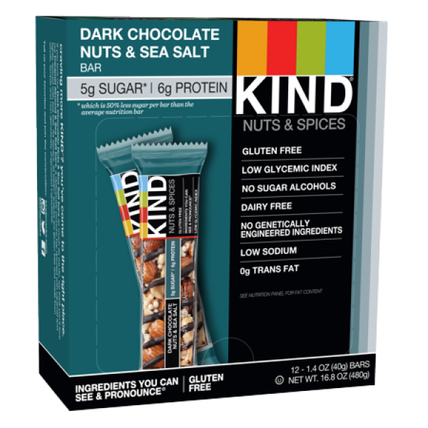 Kind Nut Bars Dark Chocolate Nuts & Sea Salt 40g Box Of 12