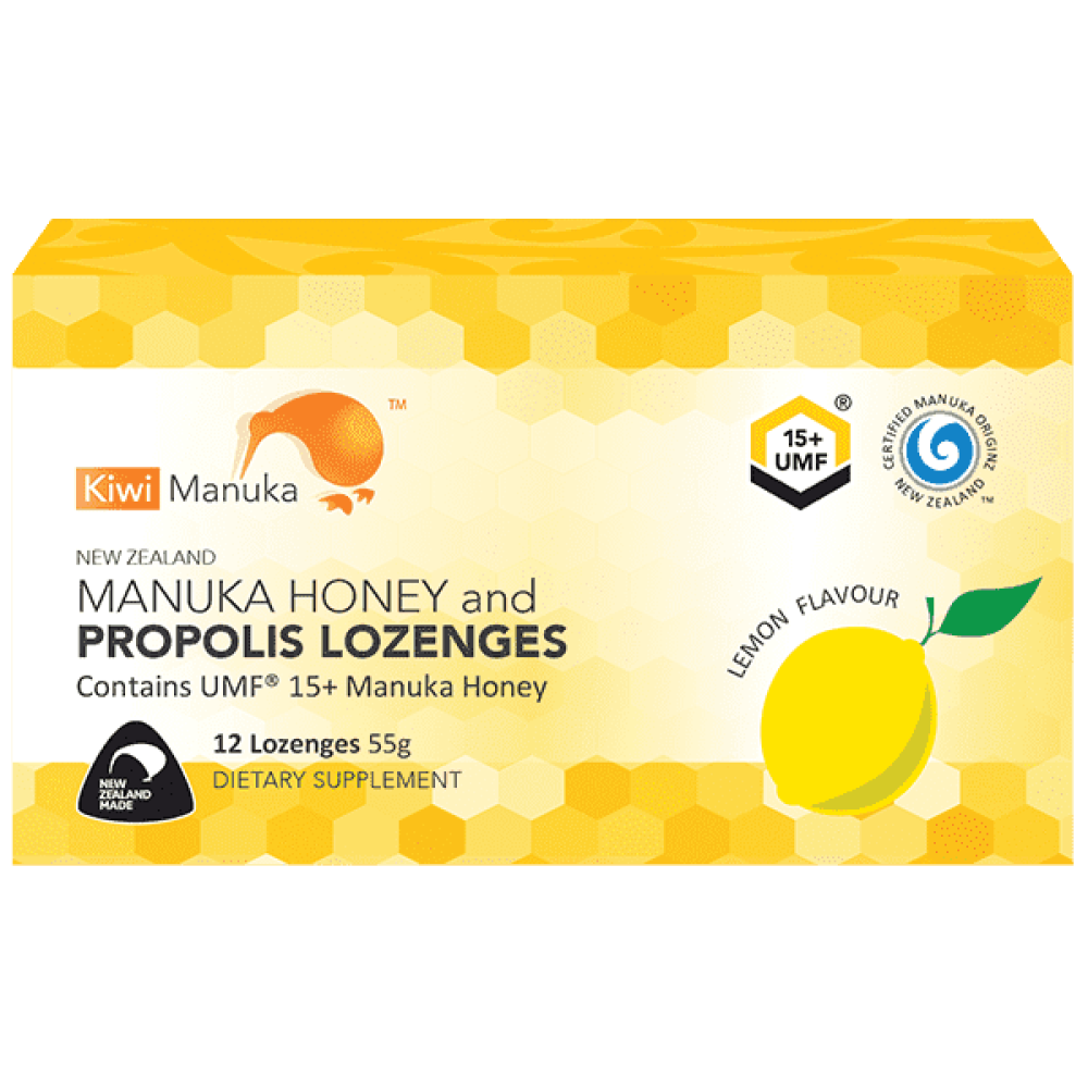 Kiwi Manuka Honey UMF 15+ 12 Lozenges Lemon - HealthPorter
