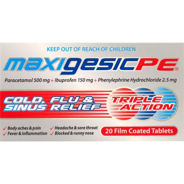 Maxigesic PE Cold Flu Sinus Relief Tablets