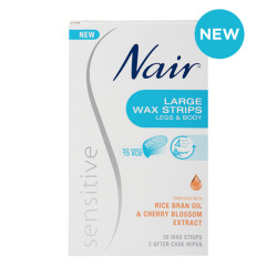 Nair Sensitive Large Wax Strips 20 WAX STRIPS Nair Sensitive Large Wax Strips 20 WAX STRIPS