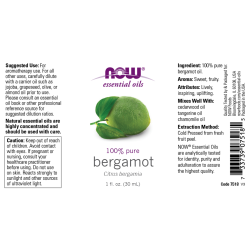 NOW Essential Oils Bergamot Oil (Citrus Bergamia) 100% Pure 30ml NOW Essential Oils Bergamot Oil (Citrus Bergamia) 100% Pure 30ml