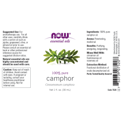 NOW Essential Oils Camphor Oil (Cinnamomum Camphora) 100% Pure 30ml NOW Essential Oils Camphor Oil (Cinnamomum Camphora) 100% Pure 30ml