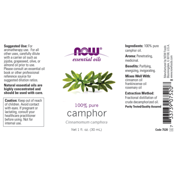NOW Essential Oils Camphor Oil (Cinnamomum Camphora) 100% Pure 30ml