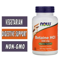 Now Foods Betaine HCl 648mg Vegetarian Formula 120 Capsules