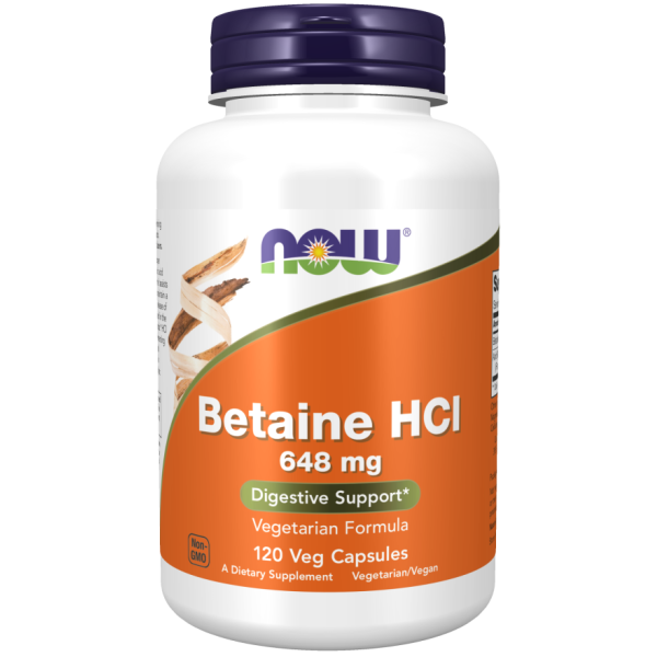 Now Foods Betaine HCl 648mg Vegetarian Formula 120 Capsules