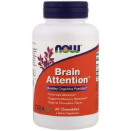 Now Foods Brain Attention Natural Chocolate Flavor 60 Chewables Now Foods Brain Attention Natural Chocolate Flavor 60 Chewables