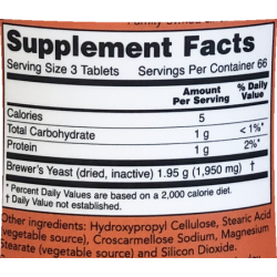 Now Foods Brewer's Yeast 650mg 200 Tablets