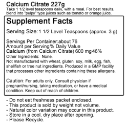 Now Foods Calcium Citrate Pure Powder 227g Now Foods Calcium Citrate Pure Powder 227g