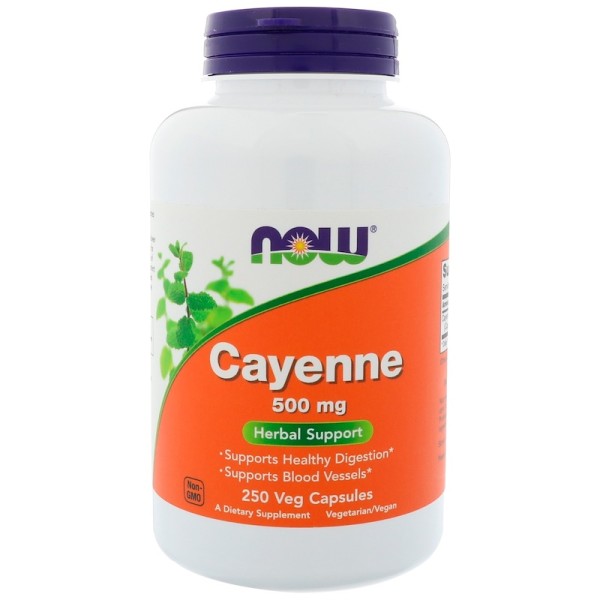 Now Foods Cayenne Herbal Support 500mg 100 Capsules