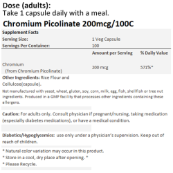 Now Foods Chromium Picolinate 200mcg 100 Capsules Now Foods Chromium Picolinate 200mcg 100 Capsules