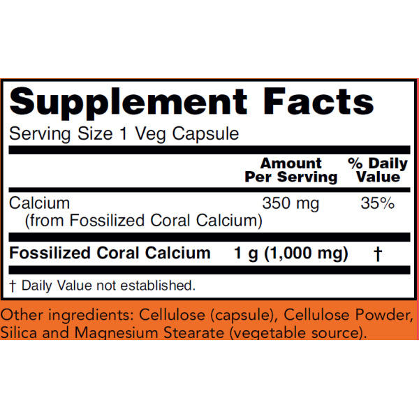 Now Foods Coral Calcium 1000mg 100 Capsules