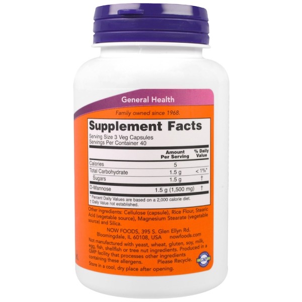 Now Foods D-Mannose Urinary Tract Support 120 Capsules