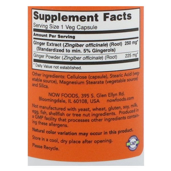 Now Foods Ginger Root Extract 250mg 90 Capsules