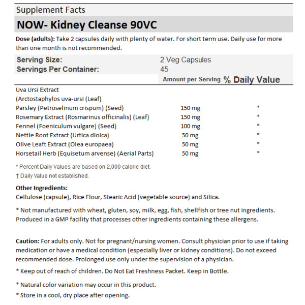 Now Foods Kidney Cleanse 90 Capsules