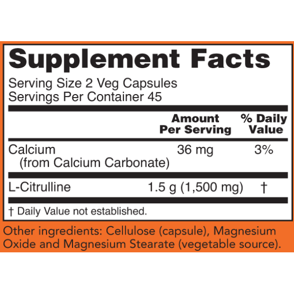 Now Foods L-Citrulline 750mg 90 Capsules