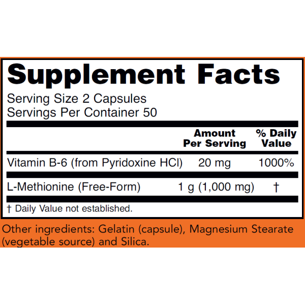 Now Foods L-Methionine 500mg 100 Capsules