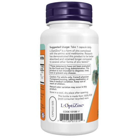 Now Foods L-Optizinc 30mg with Copper 100 Capsules - Zinc with Copper